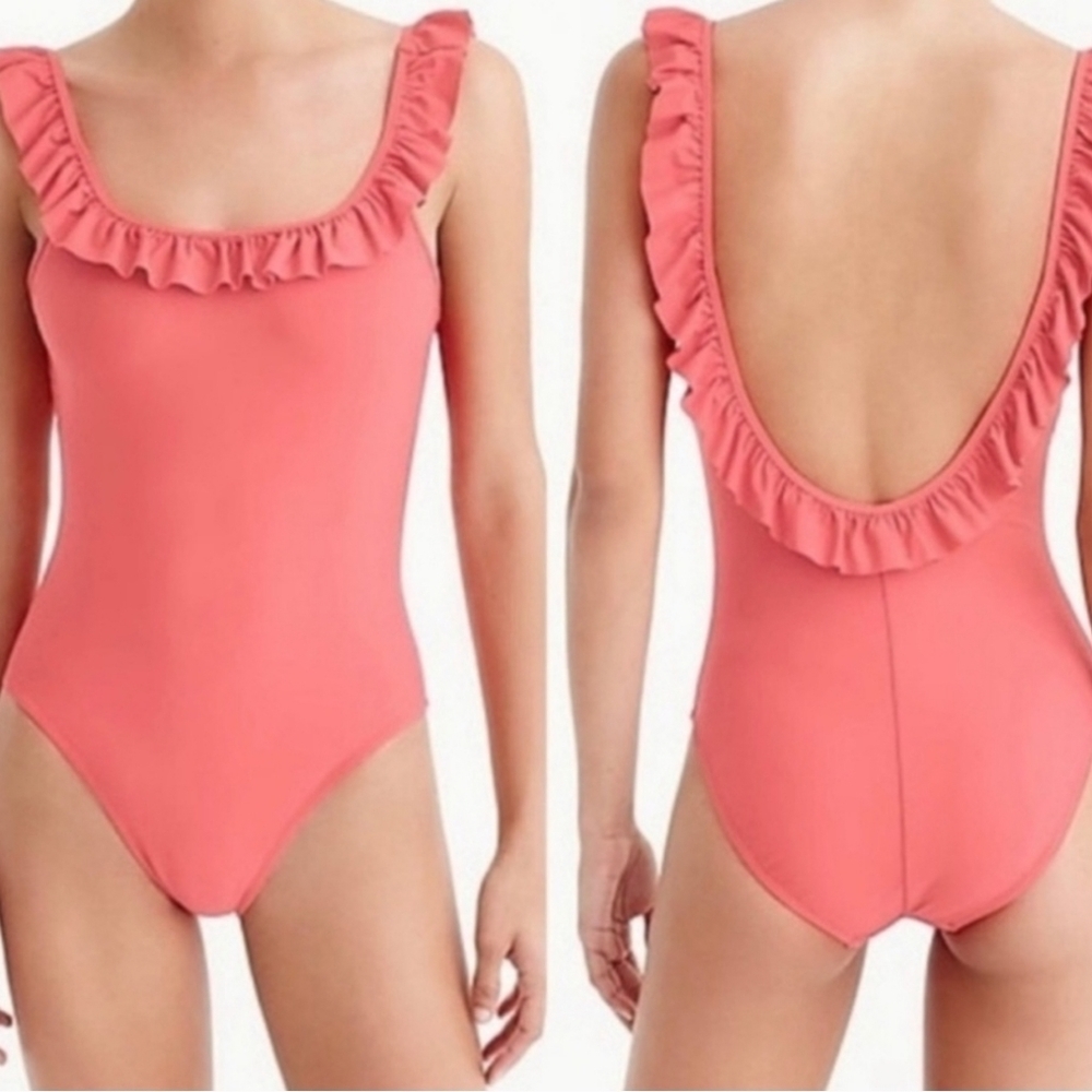J.Crew Swimsuit Ruffled scoopback One piece size 2 NWT